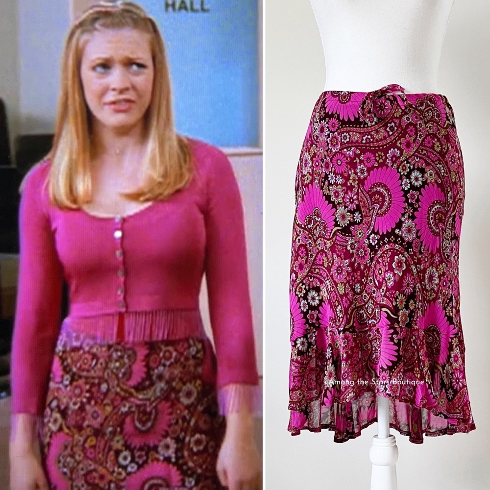 Super Rare 90s Vintage Ruffle Floral Skirt ASO Sabrina The Teenage Witch